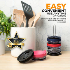 Tumbler Lid Organizer Vertical Storage Rack for 10 Lids
