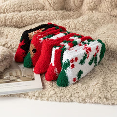 5 Pairs Cartoon Christmas Socks Women's Mid Tube Stockings Warm & Fuzzy