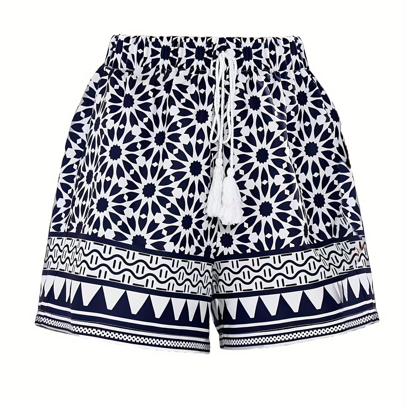 Floral Print Drawstring Shorts Summer Casual Tie Front Loose Shorts