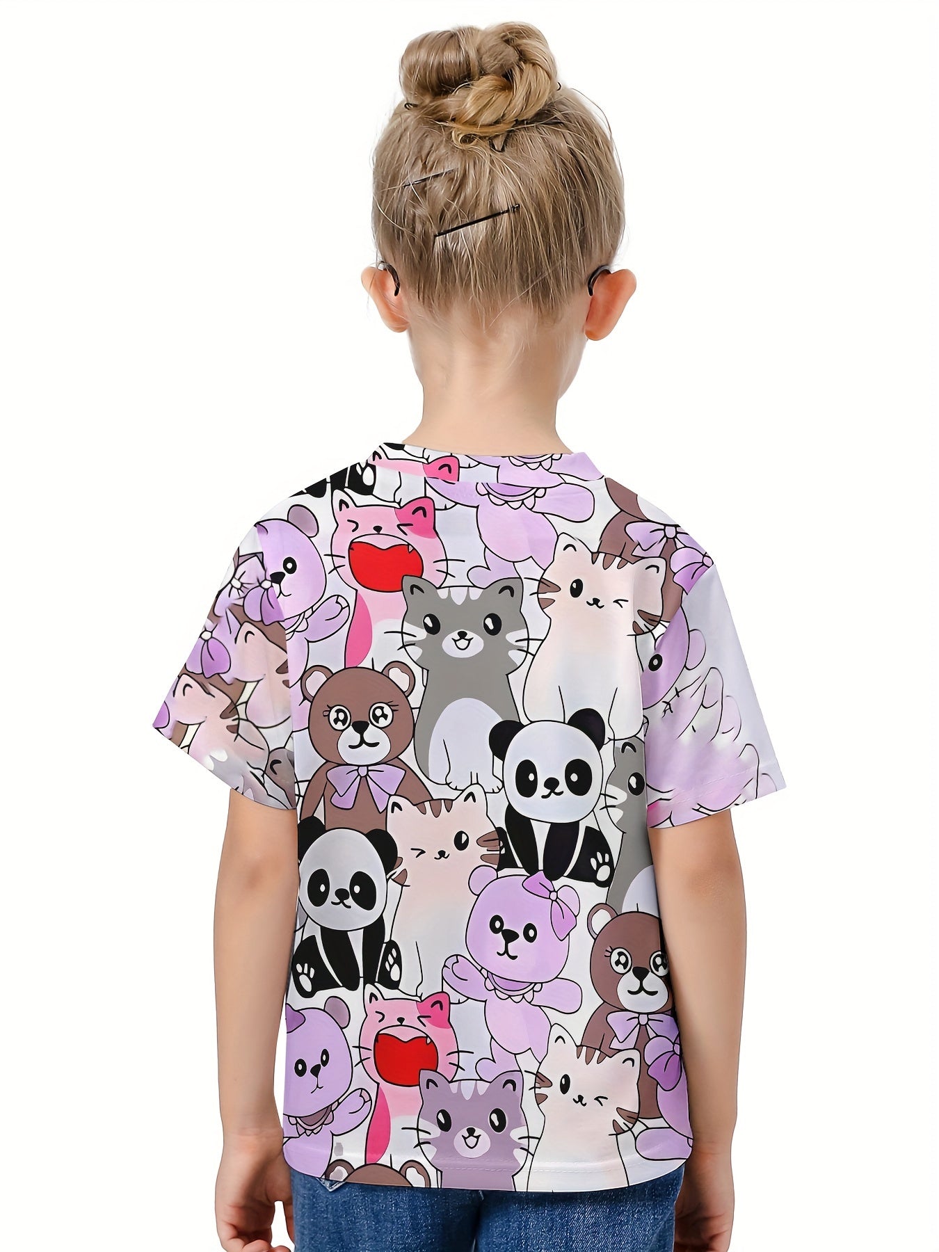 Kids 3D Animals Graphic Short Sleeve T-shirt - Summer Sports Gift
