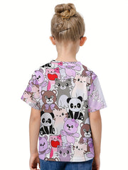 Kids 3D Animals Graphic Short Sleeve T-shirt - Summer Sports Gift
