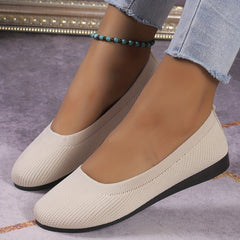 Women's Casual Knit Ballet Shoes Breathable Slip On Flat Shoes