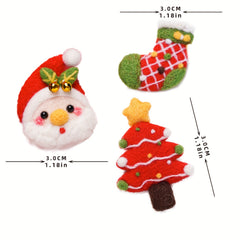 3pcs Needle Felting Kit Christmas Green Socks Hairpin DIY Craft