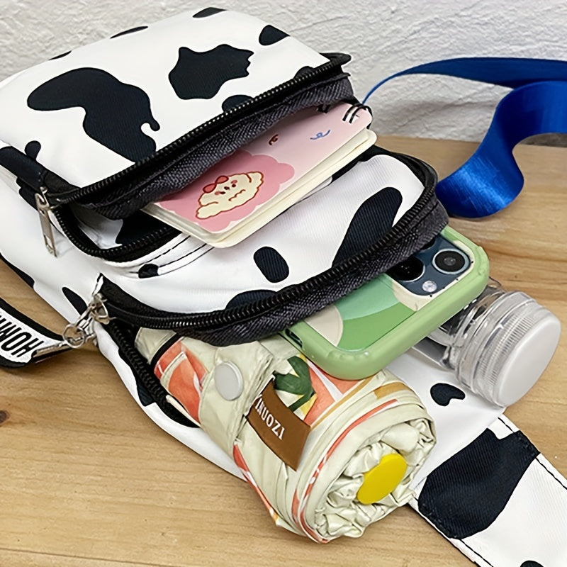 Teens Boys Crossbody Bag Milk Pattern Shoulder Bag Large Capacity Messenger Bag