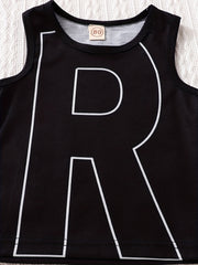 Toddler Baby Boys R Print Vest Causal Top