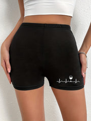 Wineglass Print Shorts Casual Slim Fit Women's Summer Shorts