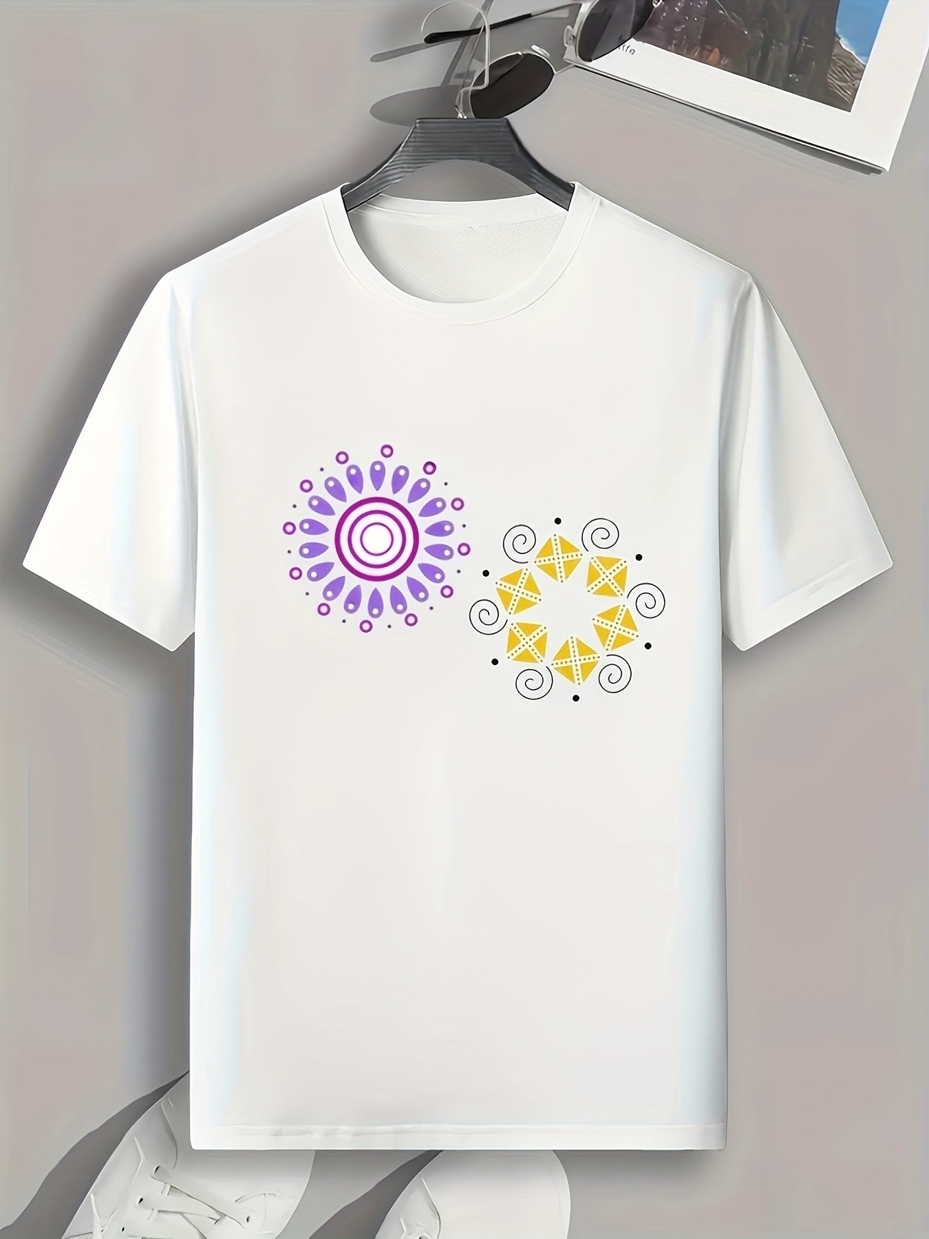 Pattern Print Men's Comfy Sports T shirt Graphic Tee Summer Outdoor Clothes