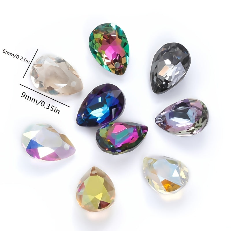Water Drop Glass Pendant Crystal Rhinestones Clear Teardrop Loose Beads