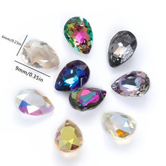 Water Drop Glass Pendant Crystal Rhinestones Clear Teardrop Loose Beads