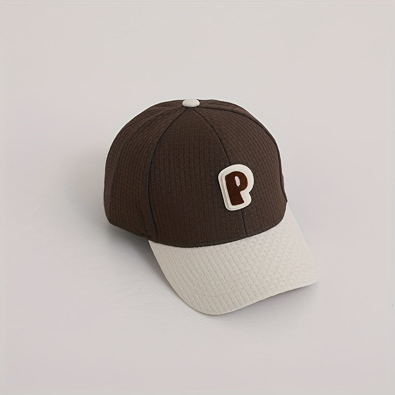 Kids Adjustable Casual Baseball Cap Sunshade with Letter P Embroidery
