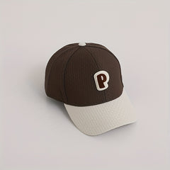 Kids Adjustable Casual Baseball Cap Sunshade with Letter P Embroidery