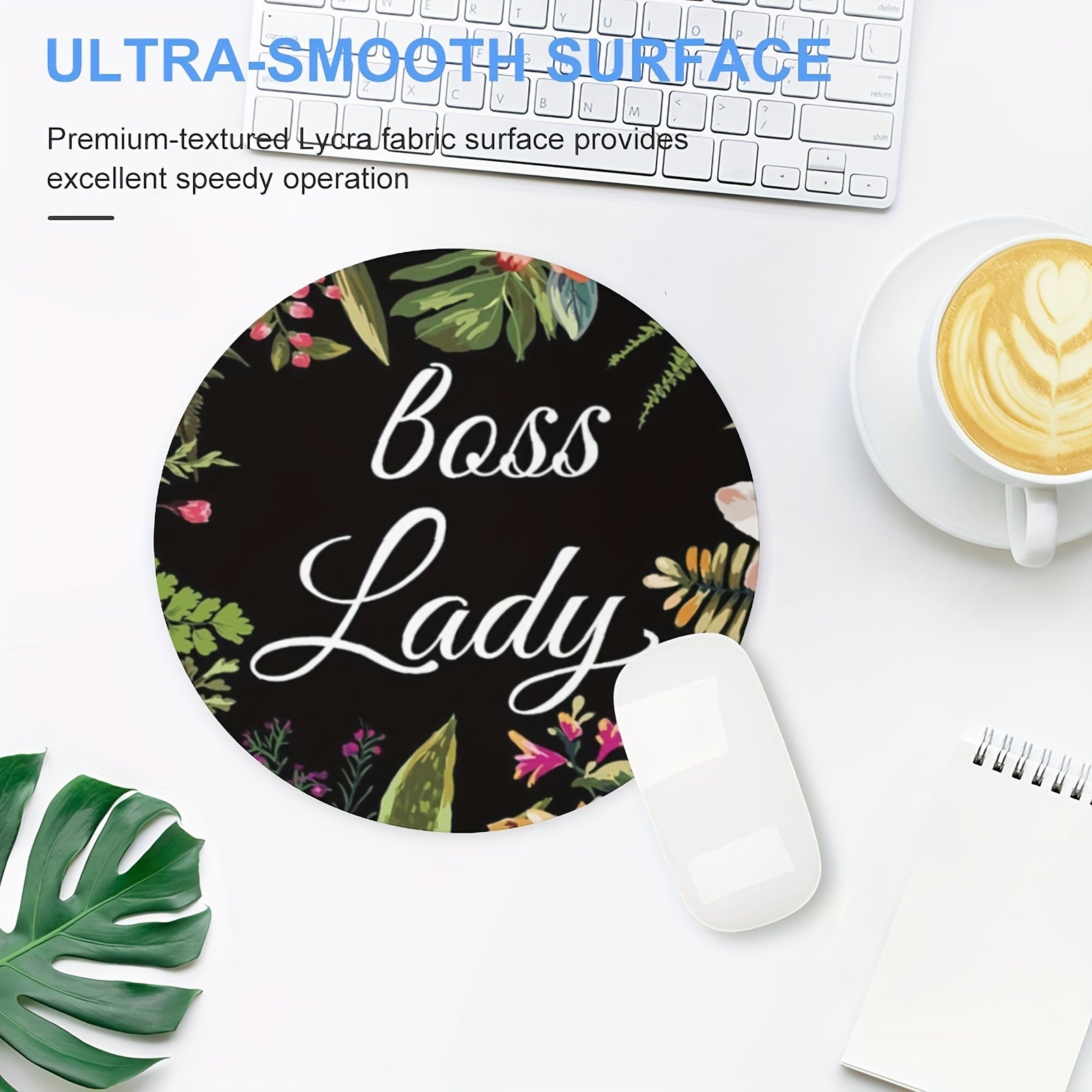 Round Gaming Mouse Pad Women Girls Non-Slip Rubber Mat Office Laptop Lady