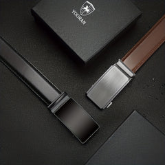 YOORAN Men's Ratchet Leather Belt 1.7" - Micro Adjustable Dress Belt