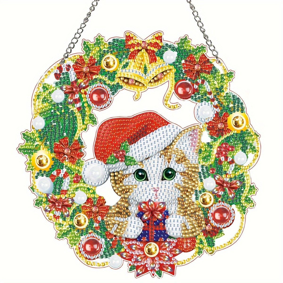 Christmas Rhinestone Pendant 5D Special Shape Hanging Chain
