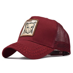 Animal Embroidered Baseball Cap Hip Hop Peaked Mesh Cap