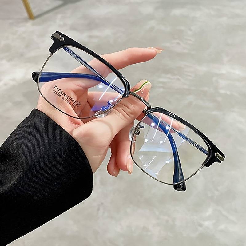 Square Clear Lens Glasses Titanium Frame
