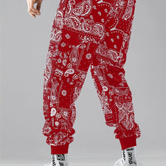 Men's Graphic Cargo Pants With Drawstring Comfy Casual Slightly Stretch Pants