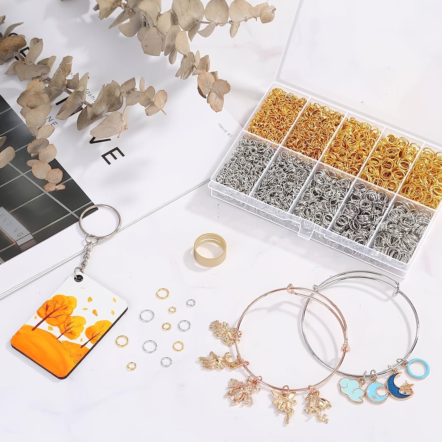 4600Pcs Silver & Golden Jump Rings w/ Tools for Jewelry Making