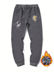 Sun And Moon Pattern Casual Stretch Graphic Joggers Men s Sweatpants