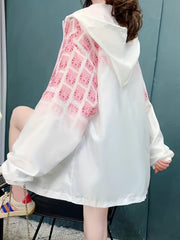 Gradient Cartoon Print Hoodie Jacket Long Sleeve Zip Up Sweats