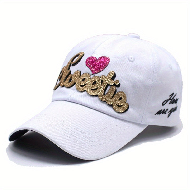 Sweetie Embroidered Bling Patch Baseball Cap Candy Sun Hat Y2K Dad Hats