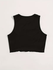 Sun & Moon Print Crop Tank Top Sleeveless Summer Casual Top