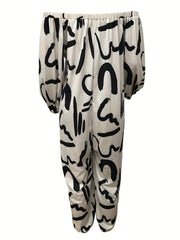 Camo Print Jumpsuit Off Shoulder Long Sleeve Women's Clothing