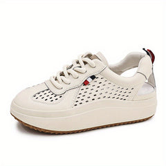 Women's Leather Hollowed Sports Sandals Flat Soles Outdoor Wear