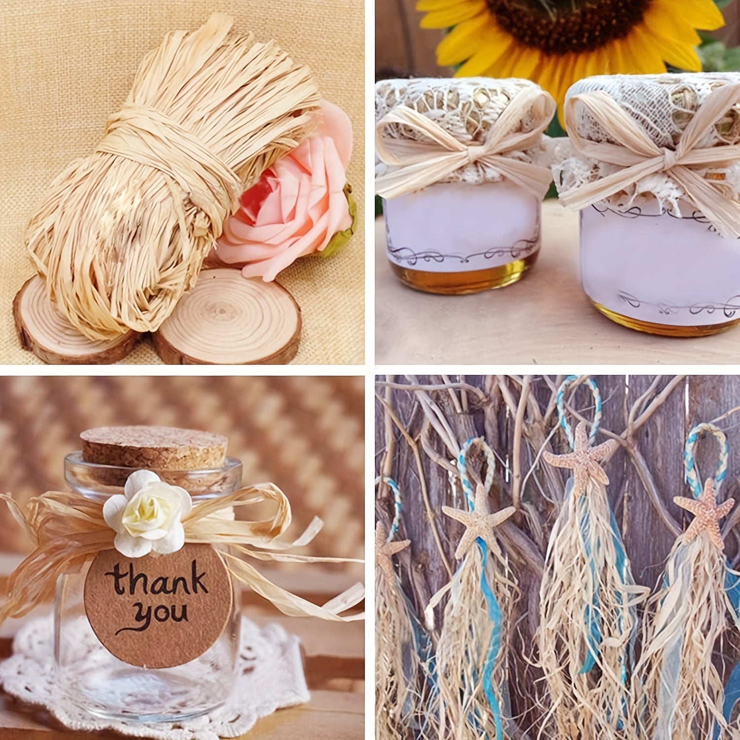 50g Natural Raffia Paper Ribbon for Florist Bouquets Weaving Decoration