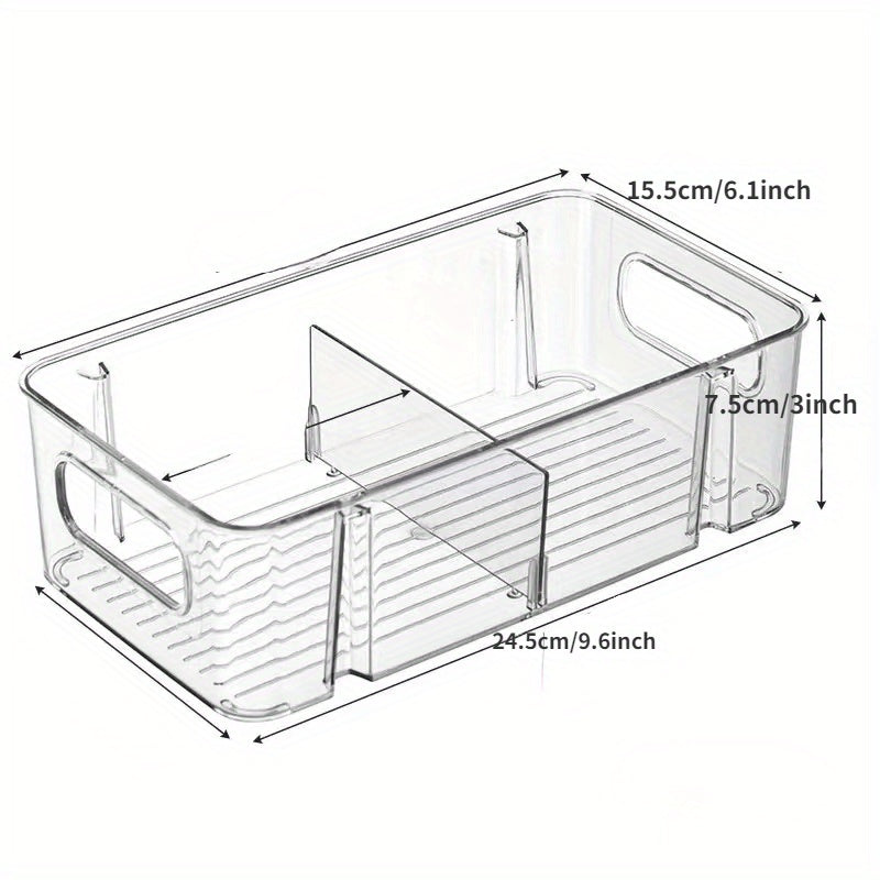 2pcs Plastic Pantry Storage Bins w/ Removable Dividers for Kitchen