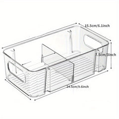 2pcs Plastic Pantry Storage Bins w/ Removable Dividers for Kitchen
