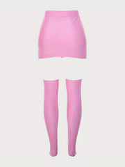 Y2K Bodycon Mini Skirt + Over The Knee Socks