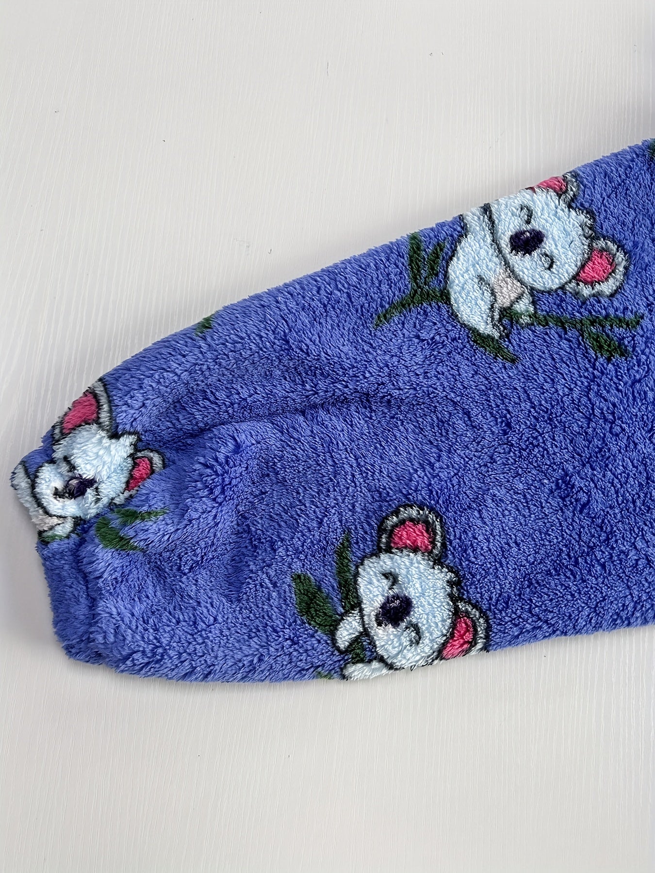 Koala Pattern Flannel Fleece Nightgown with Sleeves & Pockets
