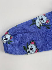 Koala Pattern Flannel Fleece Nightgown with Sleeves & Pockets