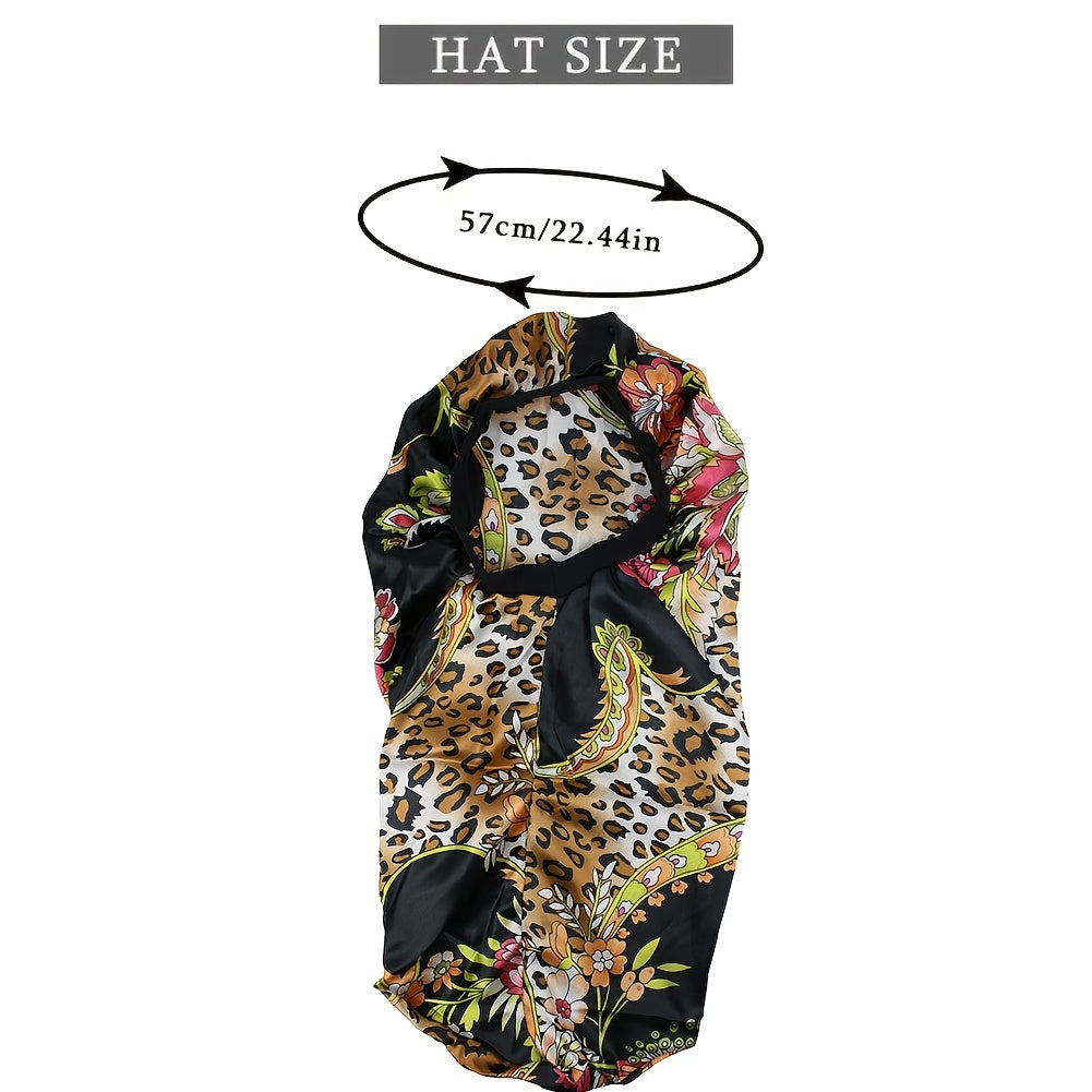 Silk Long Hair Wrap Printed Bonnet Sleep Cap