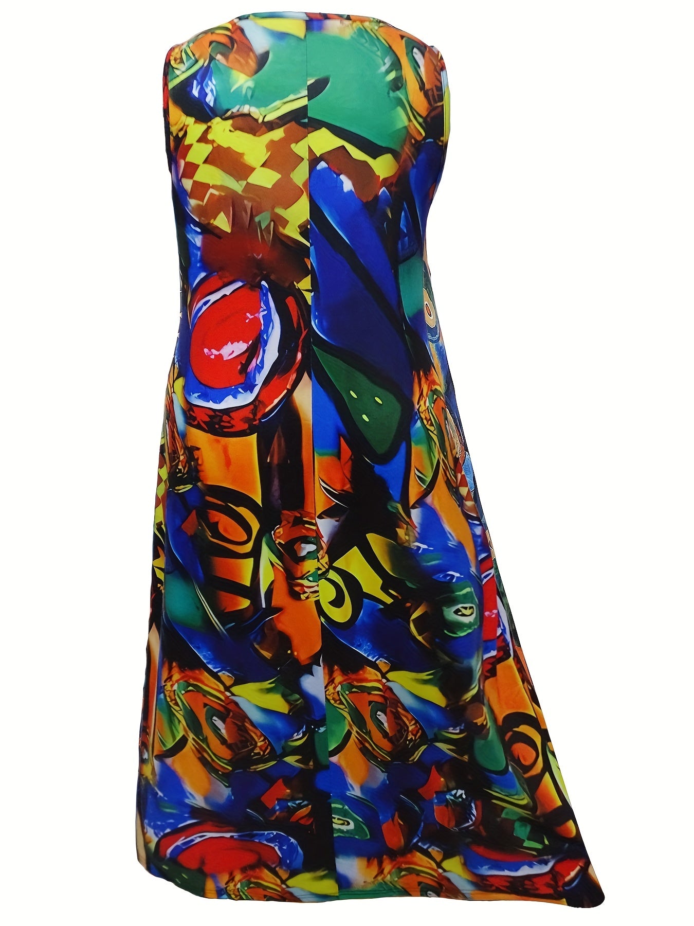 Abstract Painting Print Maxi Tank Dress Plus Size