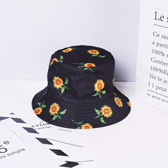 Cartoon Print Fisherman Hat Sunflower Sunshade Hat