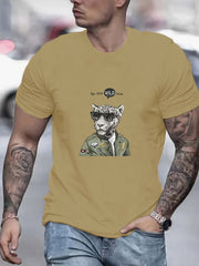 Leopard Pilot Print Men's Graphic Crew Neck Active T shirt