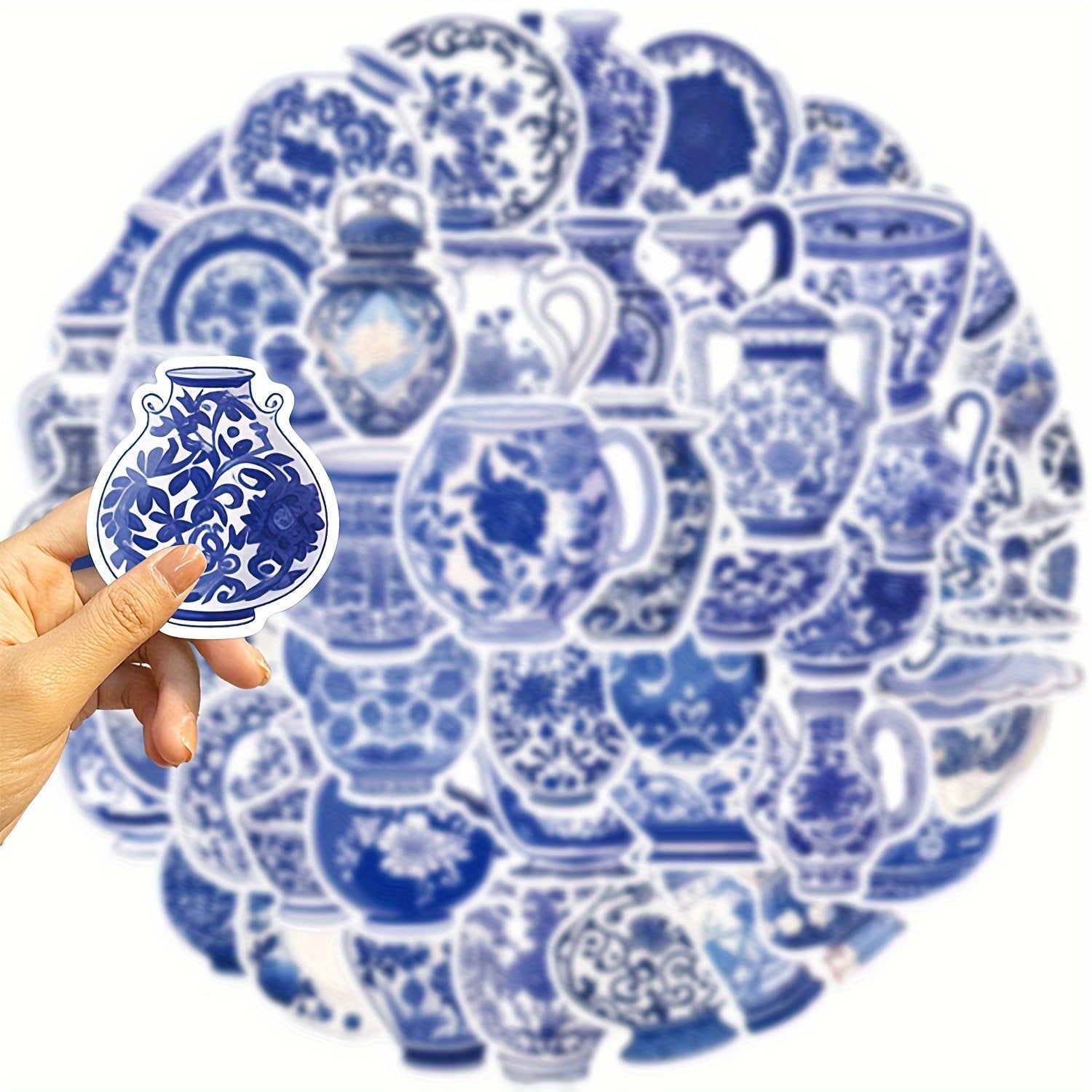 50pcs Cartoon & Porcelain Phone Case Stickers Waterproof DIY Decals