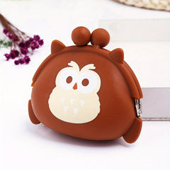 Owl Silicone Coin Purse for Girls - Cute Cartoon Small Storage Bag