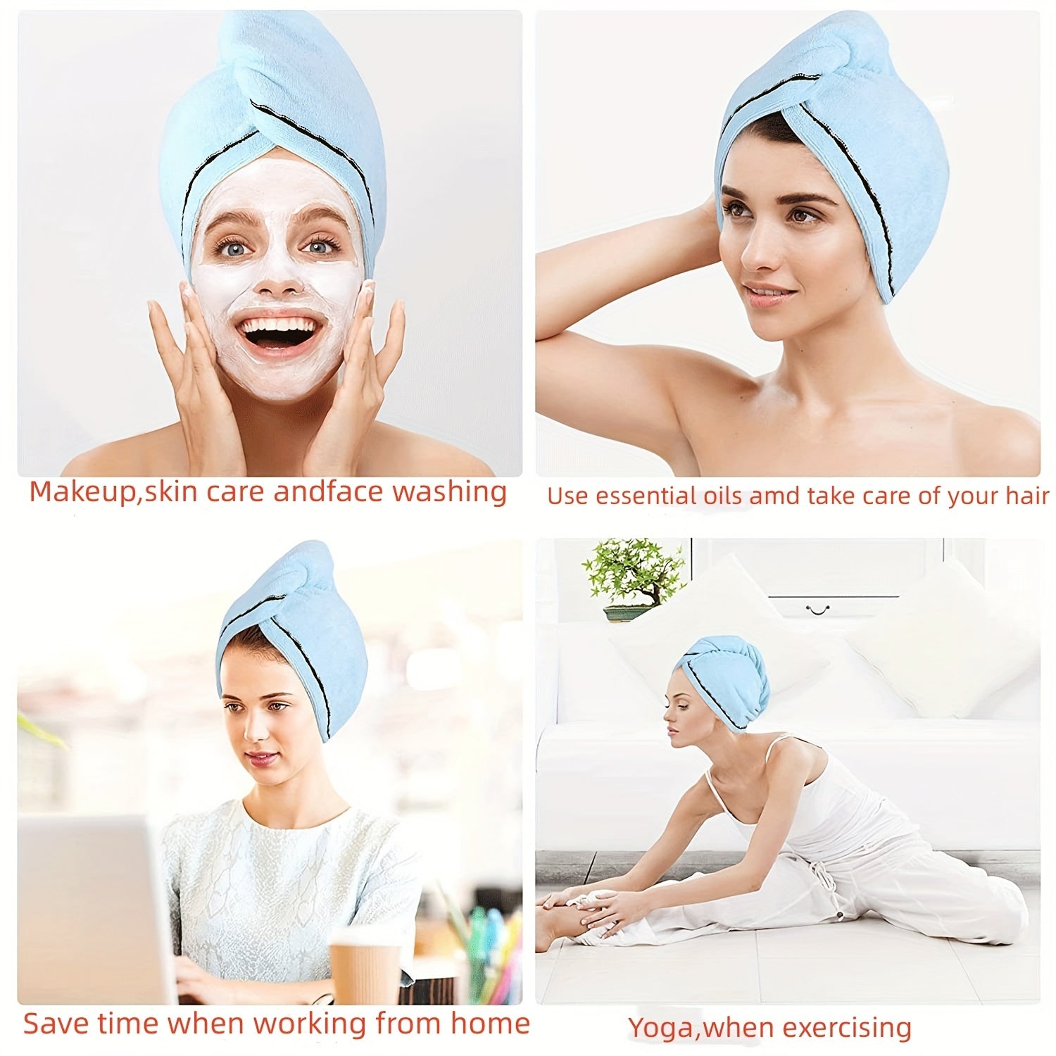 Women's Hair Drying Towel Absorbent Hair Turban Cap
