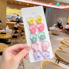 10pcs Children's Rubber Hair Band Large Hair Rope Sweet Bow Hair Ties