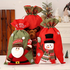 Large 3D Sackcloth Xmas Gift Bag Santa Back Bag