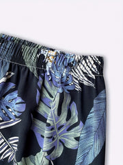 Plant Print Elastic Waist Baggy Pants for Women