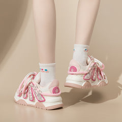 Women's Letter Patched Low Skate Shoes Platform Casual Sneakers
