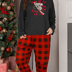 Christmas Lounge Set Women's Plus Christmas Hat Koala Prin...
