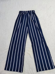 Stripe Print Wide Leg Pants Elastic Waist Casual Every Pants