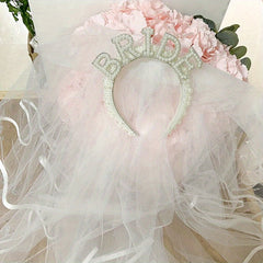 2pcs Bridal Headband Crown Wedding Shower Decor Bachelorette Party Supplies