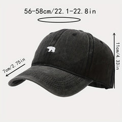 Polar Bear Embroidery Baseball Cap Distressed Unisex Sun Hat Solid Adjustable