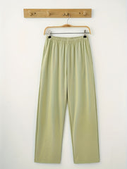 Letter Print Pajama Set Crew Neck Top & Elastic Waistband Pants